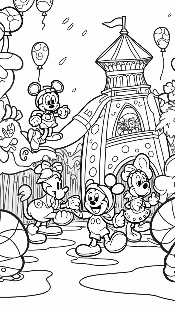 pages à colorier de funhouse Mickey Mouse